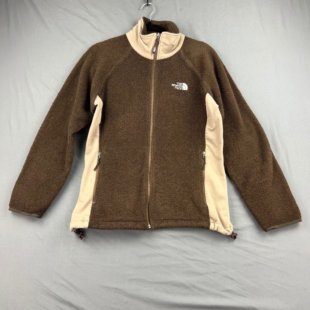 Vintage The North Face Fleece Jacket Womens L Osito Polartec Brown Tan Full Zip